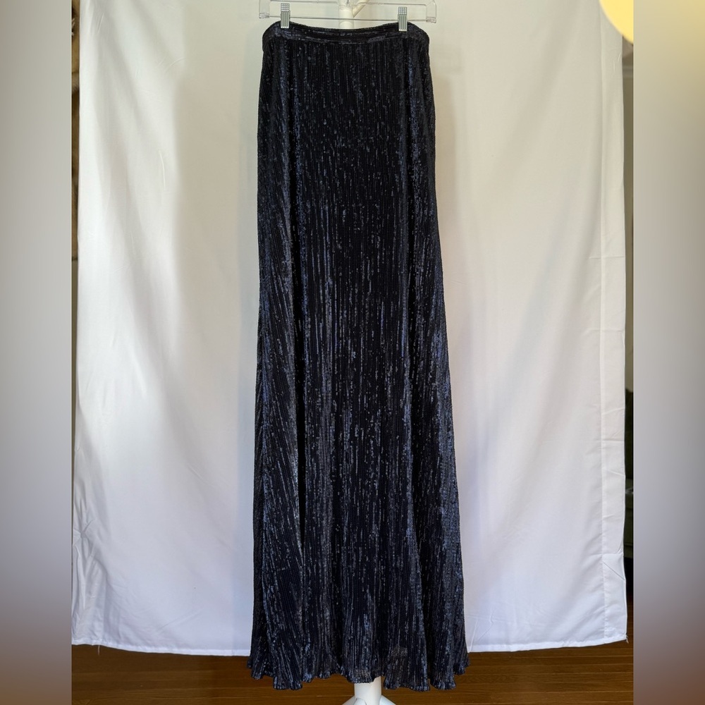 Elegant Blue Sequin Maxi Skirt